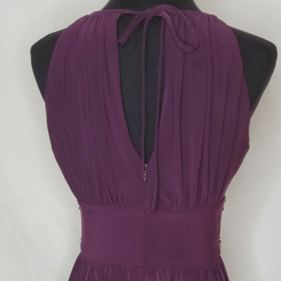 R&M Richards Beaded Waist Keyhole Neck Front Slit A-Line Formal Gown - Size 4 - Picture 11 of 16